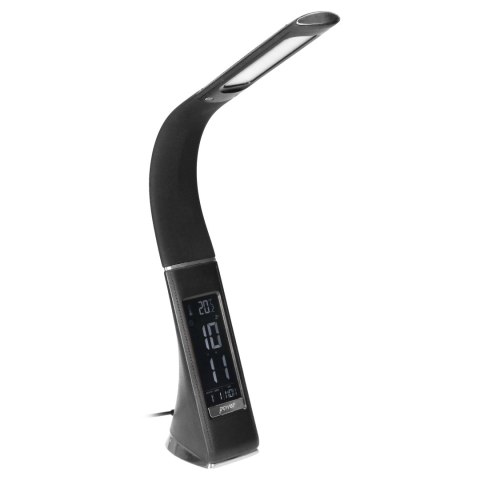 DOLOMIT LED 5W, lampka biurkowa z budzikiem, 400lm, 4000K, czarna DOLOMIT LED 5W, lampka biurkowa z budzikiem, 400lm, 4000K, czarna