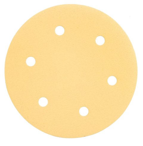 Papier ścierny na rzep 225 mm, K180, 5 szt., z 6 otworami do szlifierki 59G264, 59G265 Papier ścierny na rzep 225 mm, K180, 5 szt., z 6 otworami do szlifierki 59G264, 59G265