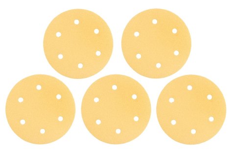 Papier ścierny na rzep 225 mm, K80, 5 szt., z 6 otworami do szlifierki 59G264, 59G265 Papier ścierny na rzep 225 mm, K80, 5 szt., z 6 otworami do szlifierki 59G264, 59G265