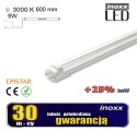 Świetlówka led 60cm 9w t8 3000k g13 ciepła przezroczysta jednostronna