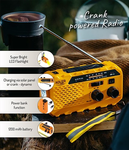AD 1197 Radio solarne z korbką ręczną AD 1197 Radio solarne z korbką ręczną