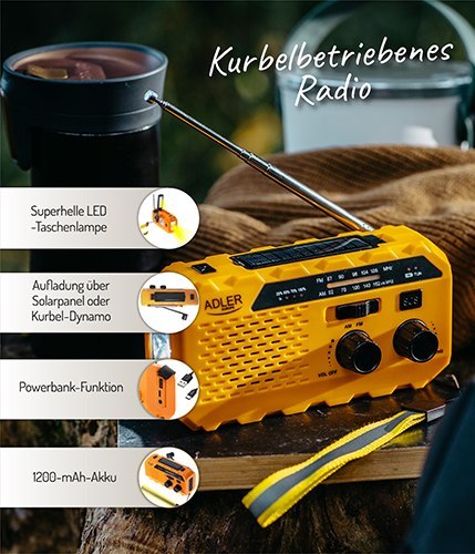 AD 1197 Radio solarne z korbką ręczną AD 1197 Radio solarne z korbką ręczną
