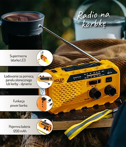 AD 1197 Radio solarne z korbką ręczną AD 1197 Radio solarne z korbką ręczną