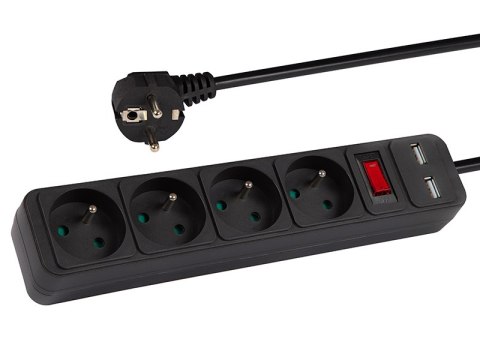 98-078# Przedłużacz sieciowy pr-470wsp/usb 4-gniazda+usb z uziemieniem+wyłącznik 3m czarny 3x1,5mm 98-078# Przedłużacz sieciowy pr-470wsp/usb 4-gniazda+usb z uziemieniem+wyłącznik 3m czarny 3x1,5mm