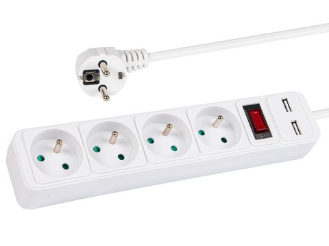 98-084# Przedłużacz sieciowy pr-470wsp/usb 4-gniazda+usb z uziemieniem+wyłącznik 3m biały 3x1,5mm 98-084# Przedłużacz sieciowy pr-470wsp/usb 4-gniazda+usb z uziemieniem+wyłącznik 3m biały 3x1,5mm