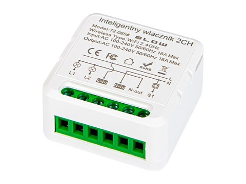 72-085# Inteligentny włącznik dopuszkowy sterowany wifi dwukanałowy tuya` 72-085# Inteligentny włącznik dopuszkowy sterowany wifi dwukanałowy tuya`