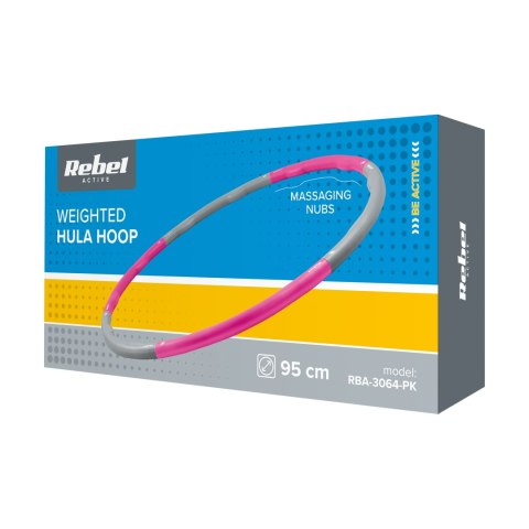 Hula Hop odchudzające koło 95cm, różowe, REBEL ACTIVE Hula Hop odchudzające koło 95cm, różowe, REBEL ACTIVE