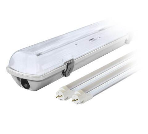 Zestaw: 1x oprawa hermetyczna lampa led ip65 1-stronna+ 2x świetlówka led 120cm 18w t8 6000k 1-stronna zimna Zestaw: 1x oprawa hermetyczna lampa led ip65 1-stronna+ 2x świetlówka led 120cm 18w t8 6000k 1-stronna zimna