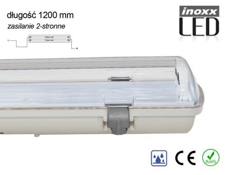 Zestaw: 2x oprawa hermetyczna lampa led ip65 + 4x świetlówka led 120cm 18w t8 4000k g13 neutralna Zestaw: 2x oprawa hermetyczna lampa led ip65 + 4x świetlówka led 120cm 18w t8 4000k g13 neutralna