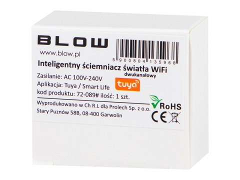 72-089# Inteligentny ściemniacz światła włącznik dwukanałowy wifi tuya` 72-089# Inteligentny ściemniacz światła włącznik dwukanałowy wifi tuya`