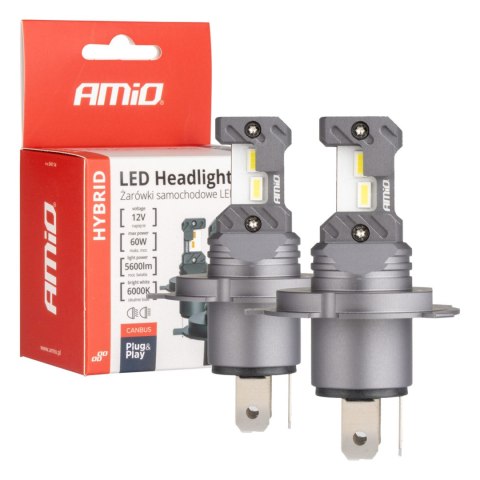 Żarówki samochodowe led seria hybrid h4 h19 6000k canbus 60w amio-04114 Żarówki samochodowe led seria hybrid h4 h19 6000k canbus 60w amio-04114