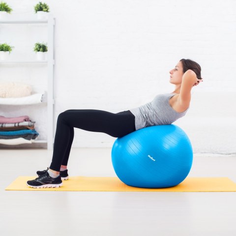 Piłka gimnastyczna rehabilitacyjna 75cm z pompką ręczną, kolor niebieski , REBEL ACTIVE Piłka gimnastyczna rehabilitacyjna 75cm z pompką ręczną, kolor niebieski , REBEL ACTIVE