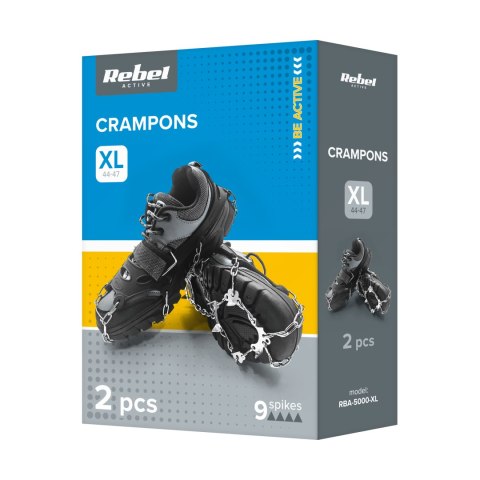 Raczki z kolcami na buty turystyczne, rozmiar XL ( 44 - 47 ) , REBEL ACTIVE Raczki z kolcami na buty turystyczne, rozmiar XL ( 44 - 47 ) , REBEL ACTIVE
