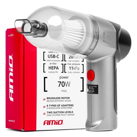 Odkurzacz samochodowy bezprzewodowy bezszczotkowy hepa 70w 4000mah amio-03693 Odkurzacz samochodowy bezprzewodowy bezszczotkowy hepa 70w 4000mah amio-03693