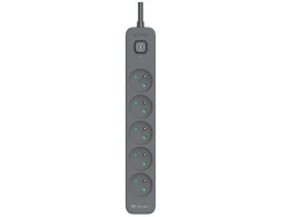 Listwa zasilająca antyprzepięciowa TRACER Power Line+ 1,8 m Graphite (5 gniazd)