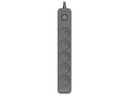 Listwa zasilająca antyprzepięciowa TRACER Power Line+ 5,0 m Graphite (5 gniazd)