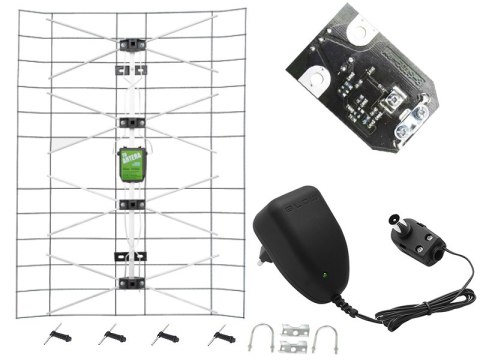 21-098# Antena siatkowa czarno srebrna+zasilacz+swa 2000 21-098# Antena siatkowa czarno srebrna+zasilacz+swa 2000