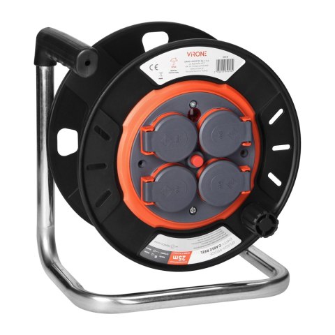 Bryzgoszczelny zwijak bębnowy IP44 4x2P+Z 16A 230V, H05RR-F 3x1,5mm2, 25m Bryzgoszczelny zwijak bębnowy IP44 4x2P+Z 16A 230V, H05RR-F 3x1,5mm2, 25m