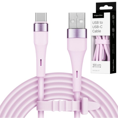 Kabel USB - USB typu C 1 m silikonowy różowy Kruger&Matz Basic Kabel USB - USB typu C 1 m silikonowy różowy Kruger&Matz Basic