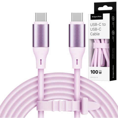 Kabel USB typu C - USB typu C 100 W 1 m silikonowy różowy Kruger&Matz Basic Kabel USB typu C - USB typu C 100 W 1 m silikonowy różowy Kruger&Matz Basic
