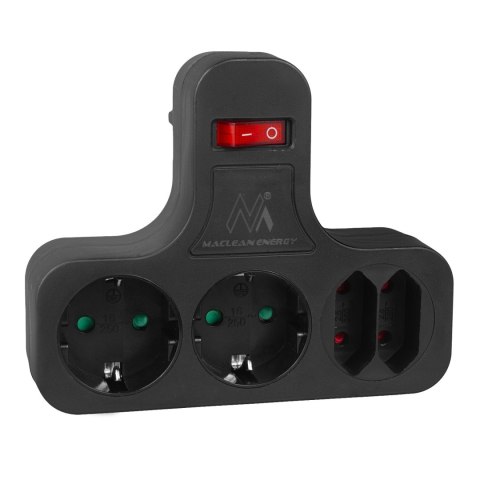 Gniazdko prądowe Maclean, poczwórne z wyłącznikiem, nóżka stabilizującą, typu schuko, 2x2.5A, 2x16A, MCE224 G/B Gniazdko prądowe Maclean, poczwórne z wyłącznikiem, nóżka stabilizującą, typu schuko, 2x2.5A, 2x16A, MCE224 G/B