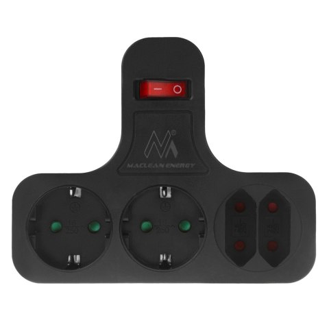 Gniazdko prądowe Maclean, poczwórne z wyłącznikiem, nóżka stabilizującą, typu schuko, 2x2.5A, 2x16A, MCE224 G/B Gniazdko prądowe Maclean, poczwórne z wyłącznikiem, nóżka stabilizującą, typu schuko, 2x2.5A, 2x16A, MCE224 G/B