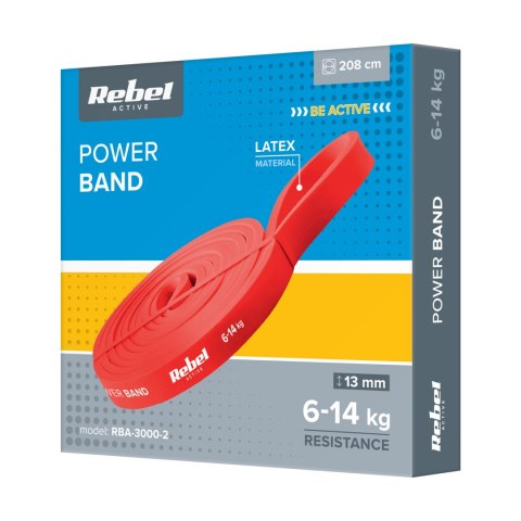 Guma do ćwiczeń lateksowa - Power Band PL-2, czerwona 6-14 kg REBEL ACTIVE Guma do ćwiczeń lateksowa - Power Band PL-2, czerwona 6-14 kg REBEL ACTIVE
