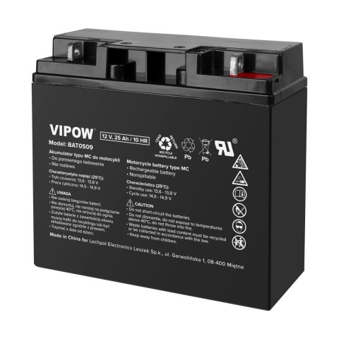 Akumulator VIPOW typu MC do motocykli 12V 25Ah Akumulator VIPOW typu MC do motocykli 12V 25Ah