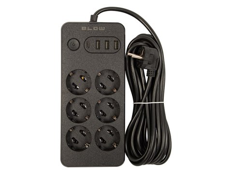 98-212# Przedłużacz sieciowy ps-650 6-gniazd 3xusb 1xusb-c 5m czarny 2x1mm 98-212# Przedłużacz sieciowy ps-650 6-gniazd 3xusb 1xusb-c 5m czarny 2x1mm
