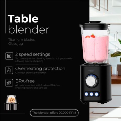 CR 4088 Blender kielichowy - tytanowe ostrza - szklany dzbanek 1,5l CR 4088 Blender kielichowy - tytanowe ostrza - szklany dzbanek 1,5l