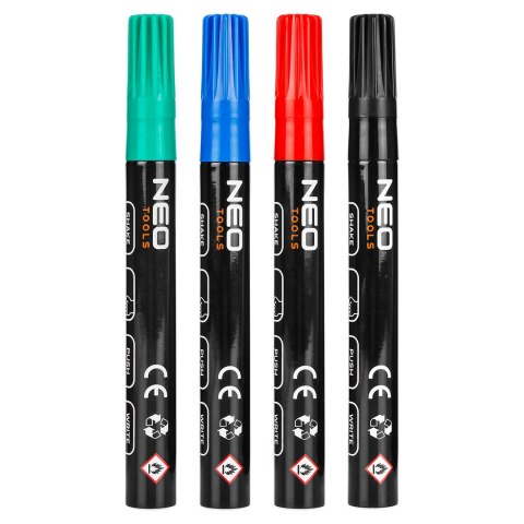 Marker budowlany gruby, 4 kolory, permanentny, wodoodporny, lakierowy, aluminiowy, 4 szt Marker budowlany gruby, 4 kolory, permanentny, wodoodporny, lakierowy, aluminiowy, 4 szt