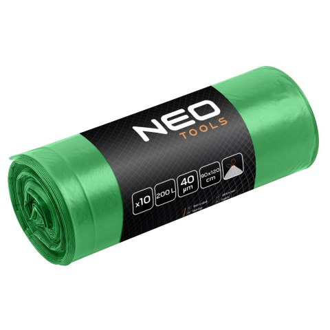 Worki na odpady 120 L, zielone z taśmą, 40 mic, 10 szt. Worki na odpady 120 L, zielone z taśmą, 40 mic, 10 szt.