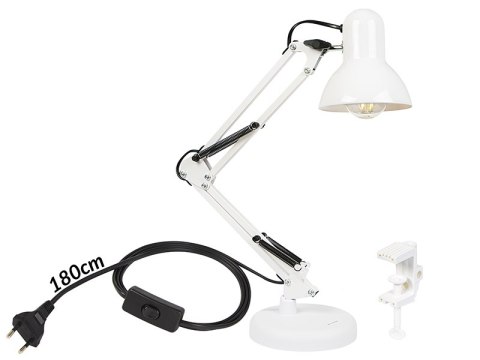 44-167# Lampka biurkowa led lb-22 kreślarska 2w1 e27 biała 44-167# Lampka biurkowa led lb-22 kreślarska 2w1 e27 biała