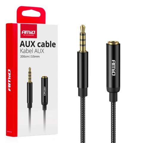 Kabel audio przedłużacz aux mini jack 3.5mm 2m amio-04296 Kabel audio przedłużacz aux mini jack 3.5mm 2m amio-04296