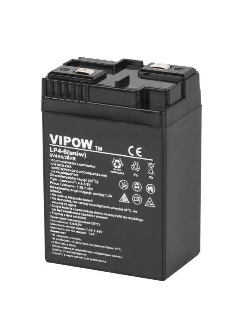 Akumulator żelowy VIPOW 6V 4Ah (uniw.) Akumulator żelowy VIPOW 6V 4Ah (uniw.)