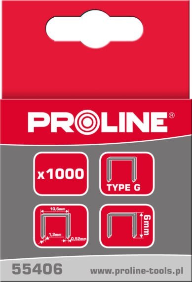 55406 Zszywki hartowane typ G prostokątne, L=6mm, Proline 55406 Zszywki hartowane typ G prostokątne, L=6mm, Proline