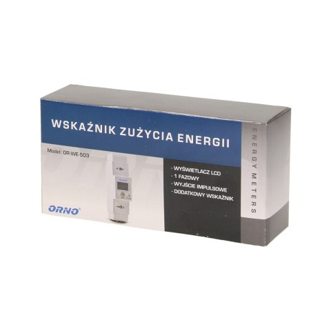 1-fazowy wskaźnik zużycia energii elektrycznej, 80A, dodatkowy wskaźnik, wyjście impulsowe, przycisk RESET, 2 moduły, DIN TH-35m 1-fazowy wskaźnik zużycia energii elektrycznej, 80A, dodatkowy wskaźnik, wyjście impulsowe, przycisk RESET, 2 moduły, DIN TH-35m