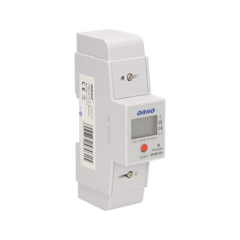 1-fazowy wskaźnik zużycia energii elektrycznej, 80A, dodatkowy wskaźnik, wyjście impulsowe, przycisk RESET, 2 moduły, DIN TH-35m 1-fazowy wskaźnik zużycia energii elektrycznej, 80A, dodatkowy wskaźnik, wyjście impulsowe, przycisk RESET, 2 moduły, DIN TH-35m