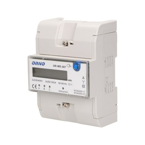 3-fazowy wskaźnik energii elektrycznej, 120A, 5 modułów, DIN TH-35mm, dodatkowy przycisk 3-fazowy wskaźnik energii elektrycznej, 120A, 5 modułów, DIN TH-35mm, dodatkowy przycisk