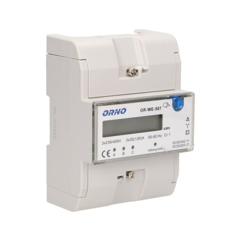 3-fazowy wskaźnik energii elektrycznej, 120A, 5 modułów, DIN TH-35mm, dodatkowy przycisk 3-fazowy wskaźnik energii elektrycznej, 120A, 5 modułów, DIN TH-35mm, dodatkowy przycisk