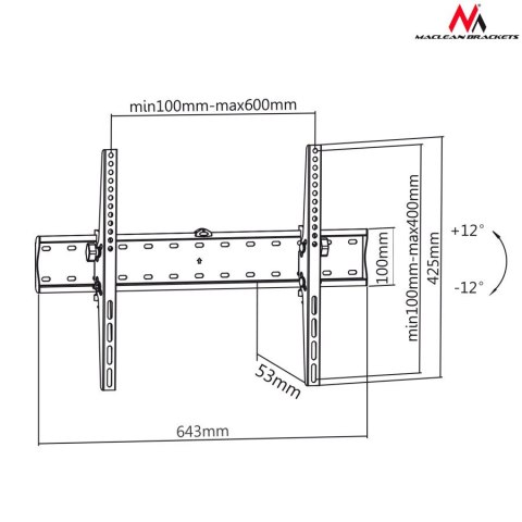 MC-668 40044 Uchwyt do telewizora 37-70" czarny do 40kg max vesa 600x400 MC-668 40044 Uchwyt do telewizora 37-70" czarny do 40kg max vesa 600x400