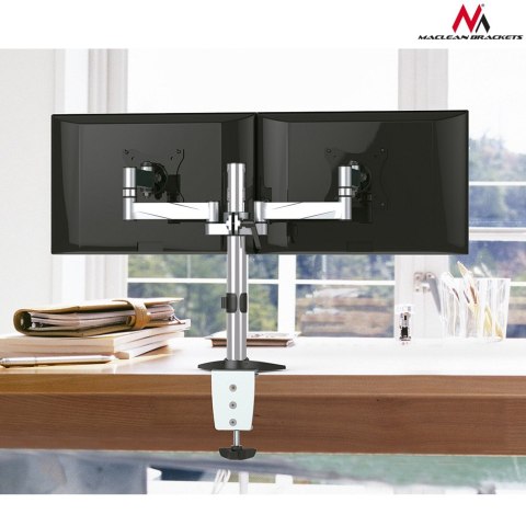 MC-714 44490 Uchwyt biurkowy do dwóch monitorów LCD 13-27 cali 8kg aluminiowy MC-714 44490 Uchwyt biurkowy do dwóch monitorów LCD 13-27 cali 8kg aluminiowy