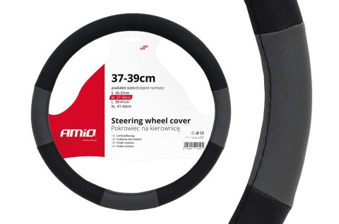 Pokrowiec nakładka na kierownicę samochodową m 37-39cm swc-05-m amio-01360