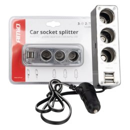 Rozgałęźnik rozgałęziacz zapalniczki soc3 3+1 usb amio-01706