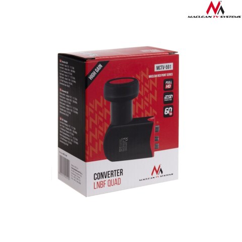 Konwerter Maclean, Satelitarny LNB, Quad, Red Point, MCTV-591 Konwerter Maclean, Satelitarny LNB, Quad, Red Point, MCTV-591