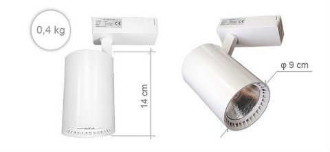 Lampa sklepowa led reflektor szynowy jednofazowy biały 30w 2250 lm światło neutralne 4000k Lampa sklepowa led reflektor szynowy jednofazowy biały 30w 2250 lm światło neutralne 4000k
