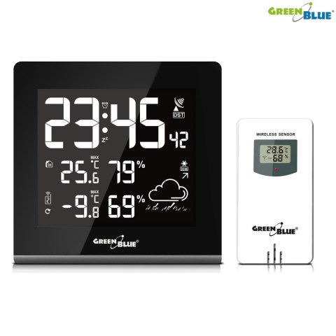 Stacja pogody bezprzewodowa 9 kolorów GreenBlue GB151 DCF VA LCD Stacja pogody bezprzewodowa 9 kolorów GreenBlue GB151 DCF VA LCD
