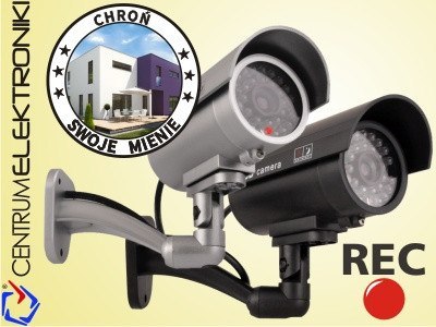 Atrapa kamery tubowej, diody IR LED, srebrna, IR9000S Atrapa kamery tubowej, diody IR LED, srebrna, IR9000S