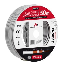 Kabel koncentryczny Maclean, Przewód antenowy satelitarny, RG6 1.02CU+4.8FPE+CU/P+32*0.12CU+6.8PVC, 50M, MCTV-471