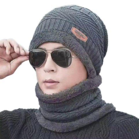 BQ52E Kpl unisex czapka i szalik grey BQ52E Kpl unisex czapka i szalik grey
